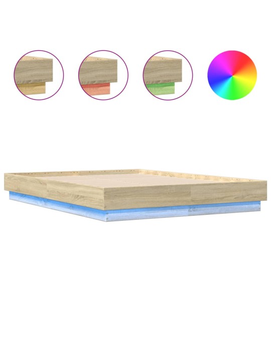 Rám postele s LED osvětlením dub sonoma 140 x 190 cm
