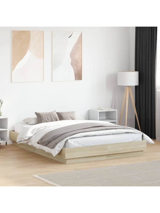 Rám postele s LED osvětlením dub sonoma 140 x 190 cm