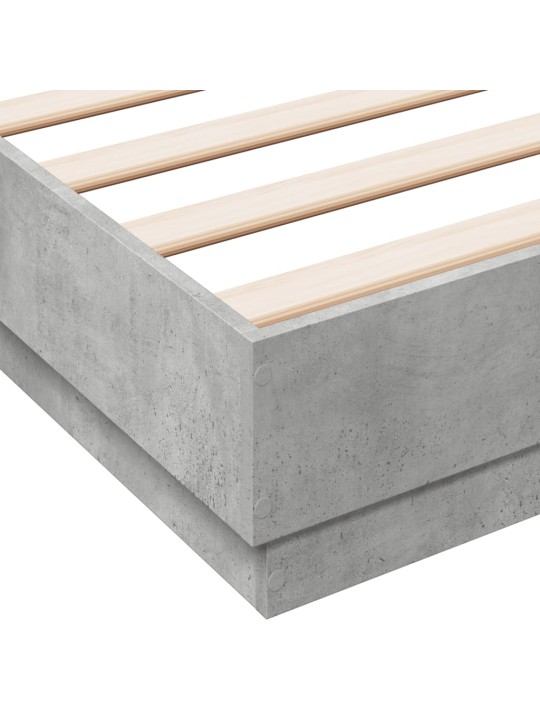Rám postele s led osvětlením betonově šedý 135 x 190 cm