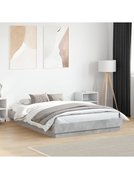 Rám postele s led osvětlením betonově šedý 135 x 190 cm
