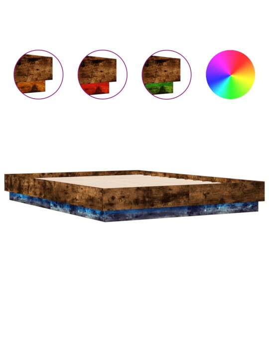 Rám postele s led osvětlením kouřový dub 135 x 190 cm