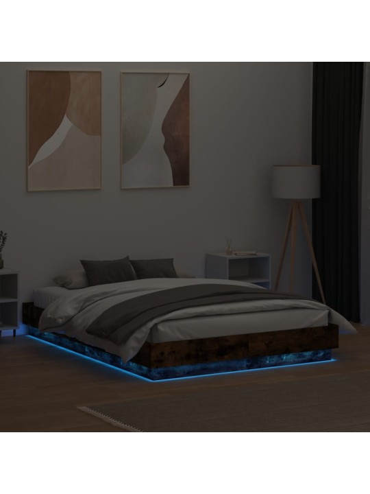 Rám postele s led osvětlením kouřový dub 135 x 190 cm