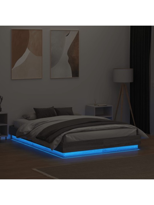 Rám postele s led osvětlením šedý sonoma 135 x 190 cm