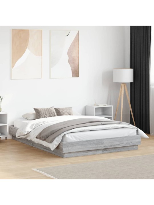 Rám postele s led osvětlením šedý sonoma 135 x 190 cm