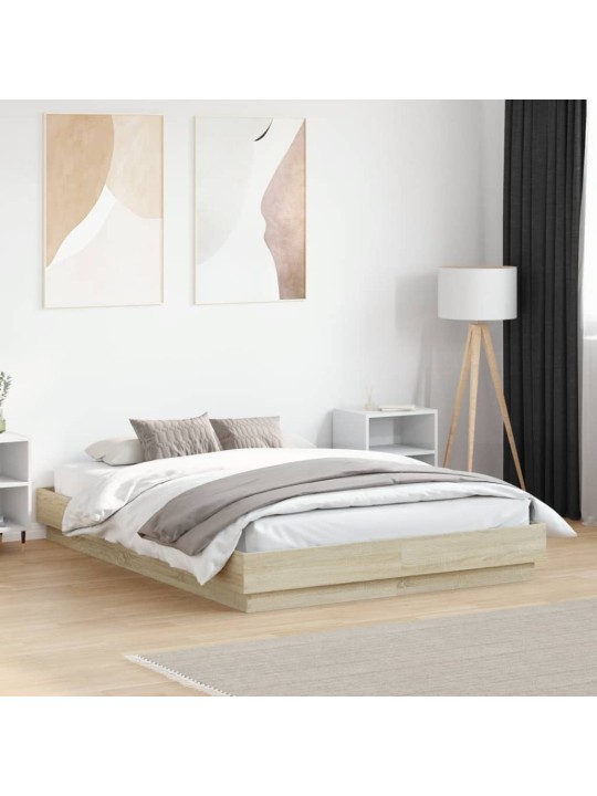 Rám postele s LED osvětlením dub sonoma 120 x 190 cm