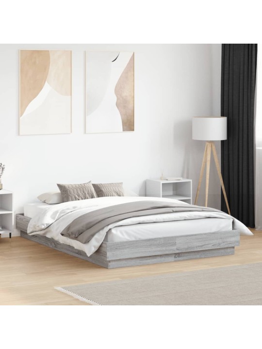 Rám postele s led osvětlením šedý sonoma 120 x 190 cm