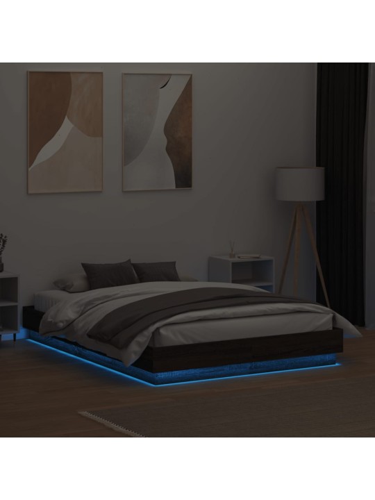 Rám postele s led osvětlením hnědý dub 120 x 190 cm