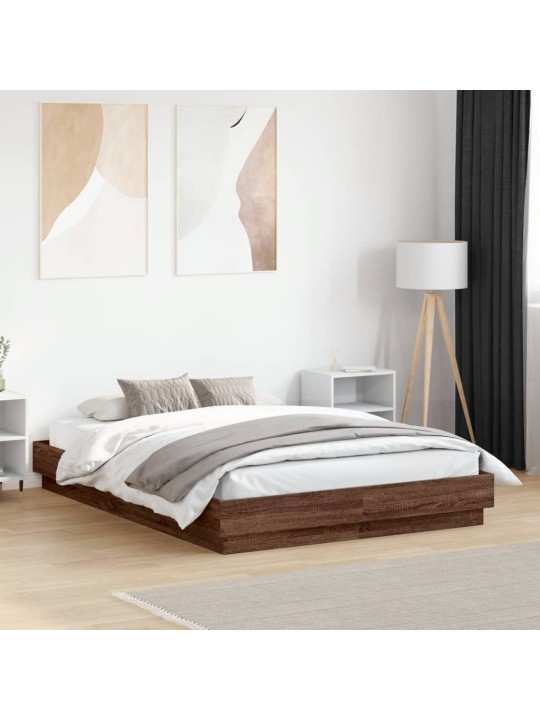 Rám postele s led osvětlením hnědý dub 120 x 190 cm
