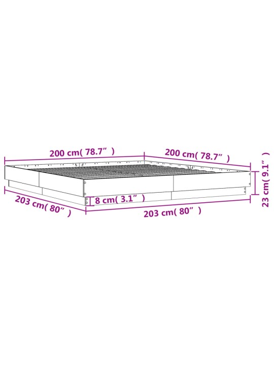 Rám postele šedý sonoma 200 x 200 cm kompozitní dřevo