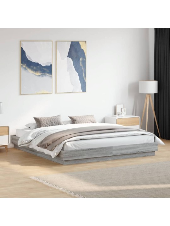 Rám postele šedý sonoma 200 x 200 cm kompozitní dřevo