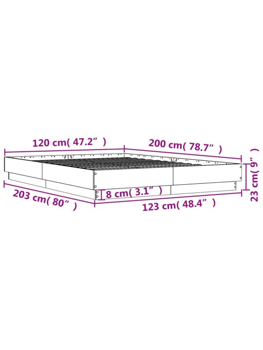 Rám postele bílý 120 x 200 cm kompozitní dřevo