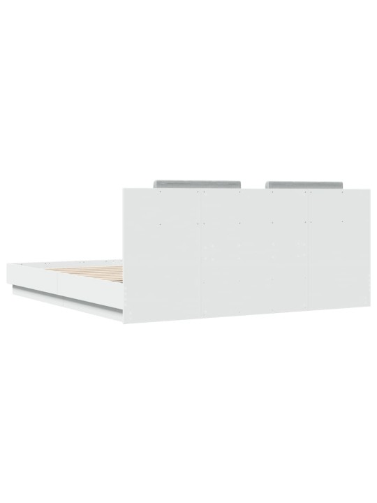 Rám postele s čelem bílý 200 x 200 cm kompozitní dřevo