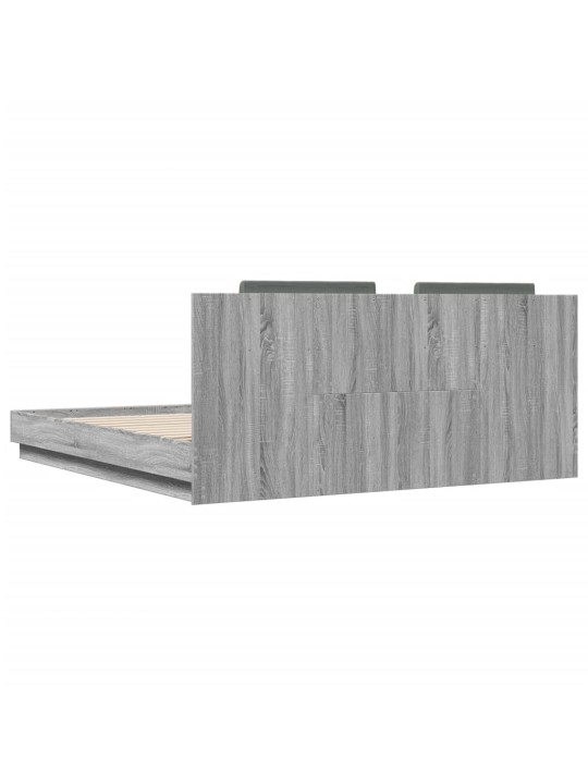 Rám postele s čelem šedý sonoma 200 x 200 cm kompozitní dřevo