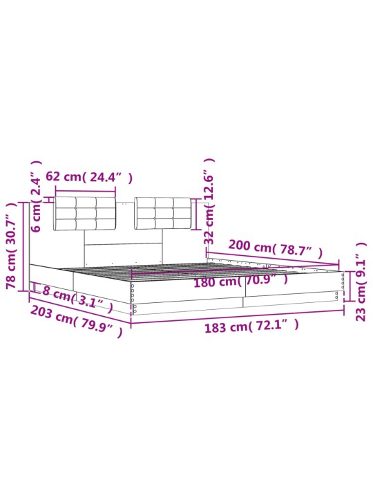 Rám postele s čelem bílý 180 x 200 cm kompozitní dřevo