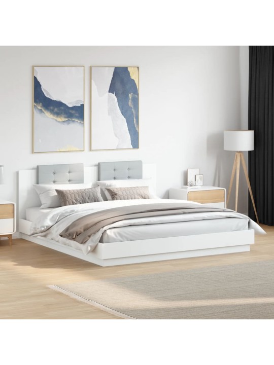 Rám postele s čelem bílý 180 x 200 cm kompozitní dřevo