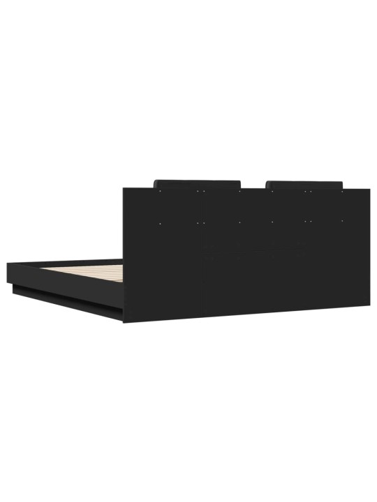 Rám postele s čelem černý 160 x 200 cm kompozitní dřevo
