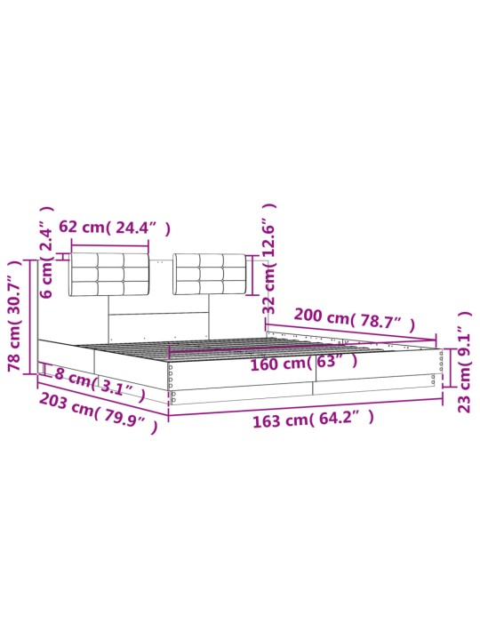 Rám postele s čelem černý 160 x 200 cm kompozitní dřevo