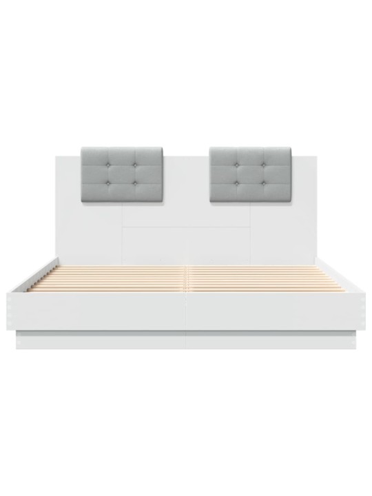 Rám postele s čelem bílý 150 x 200 cm kompozitní dřevo