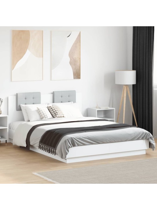 Rám postele s čelem bílý 150 x 200 cm kompozitní dřevo