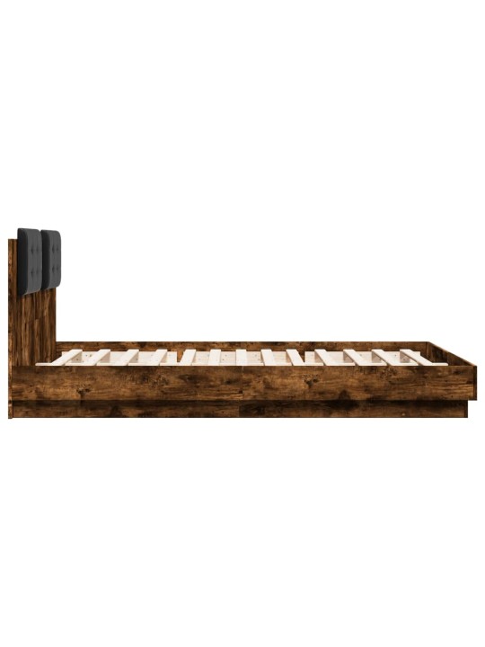 Rám postele s čelem kouřový dub 150 x 200 cm kompozitní dřevo