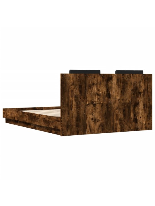 Rám postele s čelem kouřový dub 150 x 200 cm kompozitní dřevo