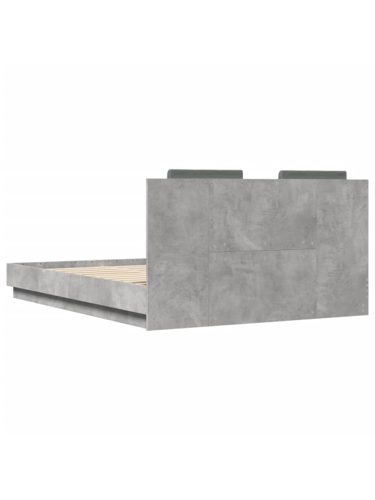 Rám postele s čelem betonově šedý 140 x 200 cm kompozitní dřevo