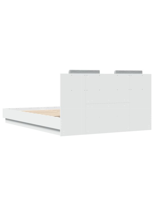Rám postele s čelem bílý 120 x 200 cm kompozitní dřevo
