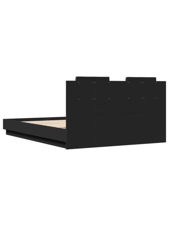 Rám postele s čelem černý 120 x 200 cm kompozitní dřevo