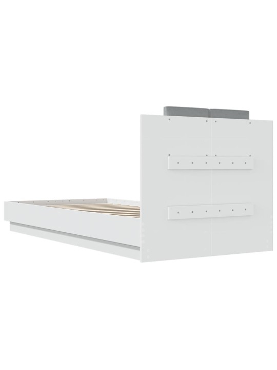 Rám postele s čelem bílý 100 x 200 cm kompozitní dřevo