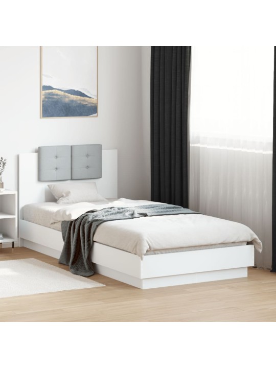 Rám postele s čelem bílý 100 x 200 cm kompozitní dřevo