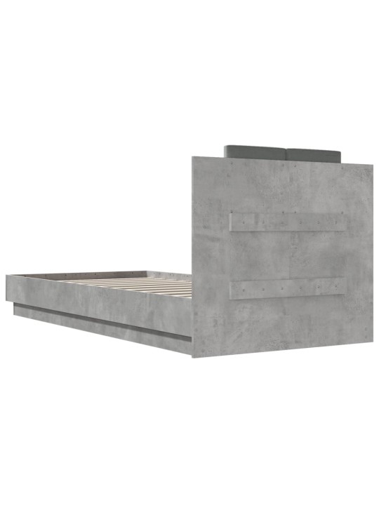Rám postele s čelem betonově šedý 100 x 200 cm kompozitní dřevo