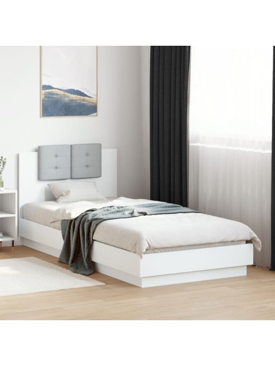 Rám postele s čelem bílý 90 x 200 cm kompozitní dřevo