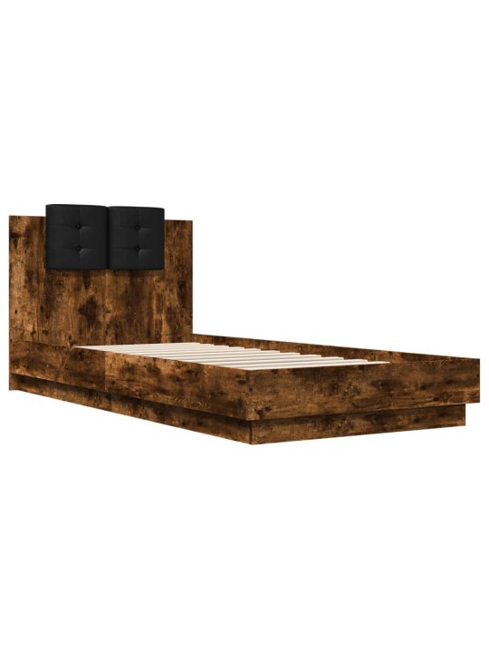 Rám postele s čelem kouřový dub 90 x 200 cm kompozitní dřevo