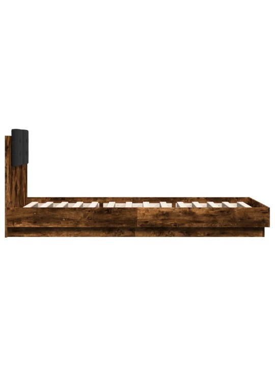 Rám postele s čelem kouřový dub 90 x 200 cm kompozitní dřevo