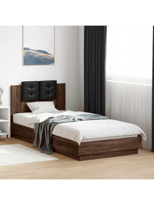 Rám postele s čelem hnědý dub 90 x 200 cm kompozitní dřevo