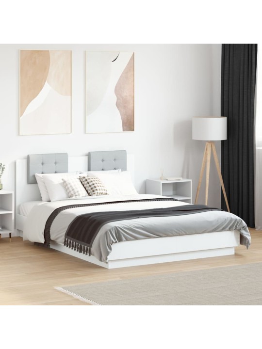 Rám postele s čelem bílý 135 x 190 cm kompozitní dřevo