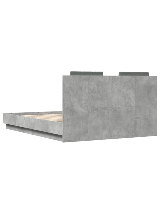 Rám postele s čelem betonově šedý 135 x 190 cm kompozitní dřevo