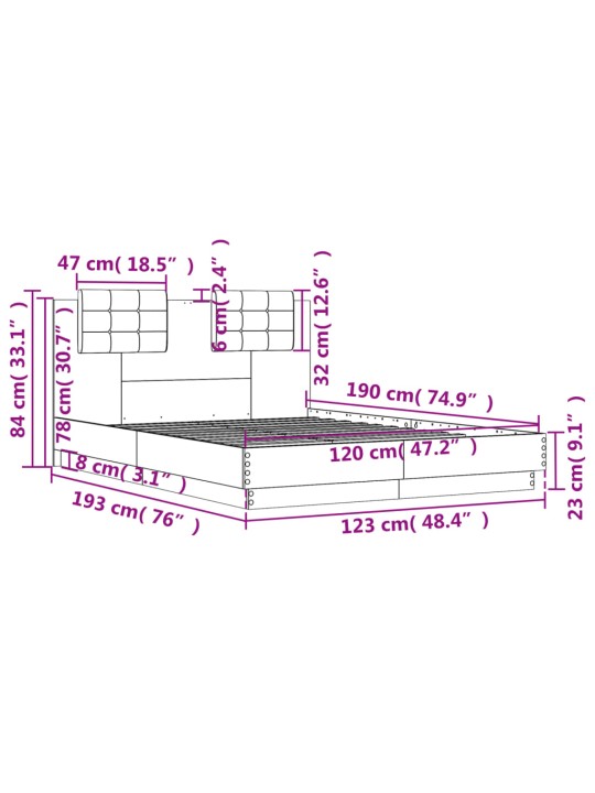 Rám postele s čelem bílý 120 x 190 cm kompozitní dřevo