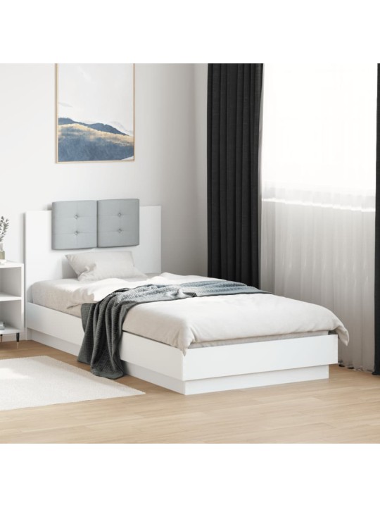 Rám postele s čelem bílý 90 x 190 cm kompozitní dřevo