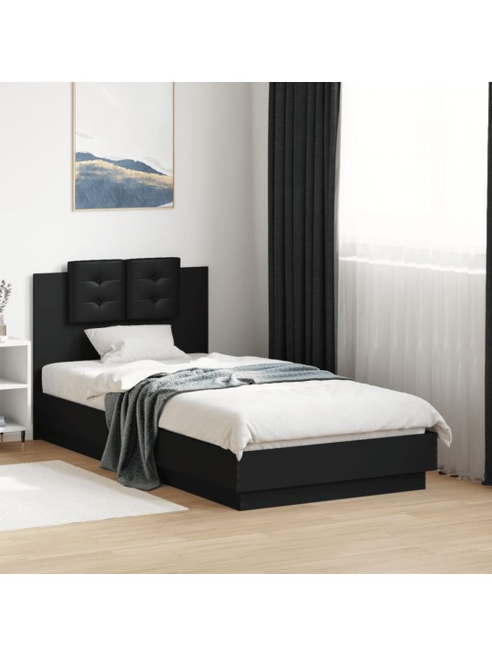 Rám postele s čelem černý 90 x 190 cm kompozitní dřevo
