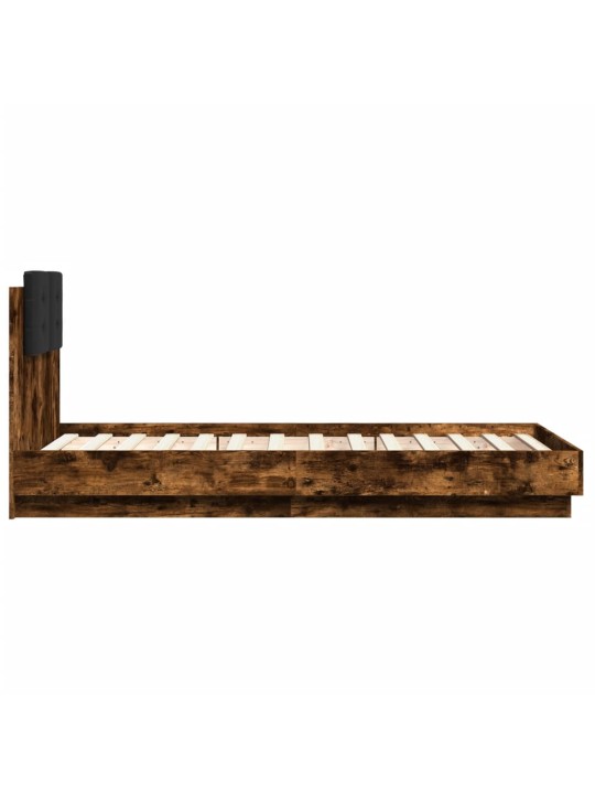 Rám postele s čelem kouřový dub 90 x 190 cm kompozitní dřevo
