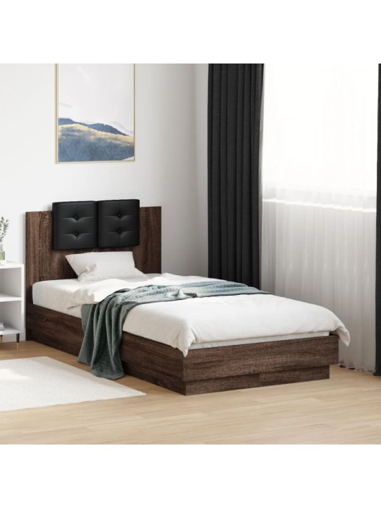 Rám postele s čelem hnědý dub 90 x 190 cm kompozitní dřevo
