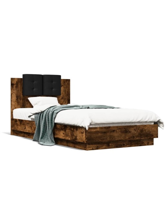 Rám postele s čelem kouřový dub 75 x 190 cm kompozitní dřevo