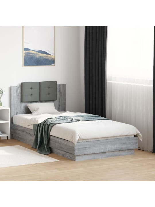 Rám postele s čelem šedý sonoma 75 x 190 cm kompozitní dřevo