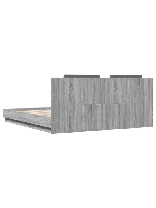 Rám postele s čelem a led osvětlením šedý sonoma 200x200 cm