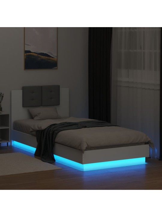 Rám postele s čelem a LED osvětlením bílý 100 x 200 cm