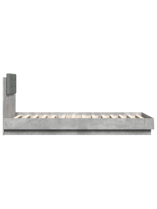 Rám postele s čelem a led osvětlením betonově šedý 100 x 200 cm
