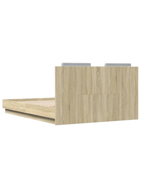 Rám postele s čelem a LED osvětlením dub sonoma 140x190 cm