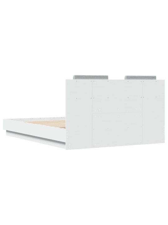 Rám postele s čelem a led osvětlením bílý 135 x 190 cm