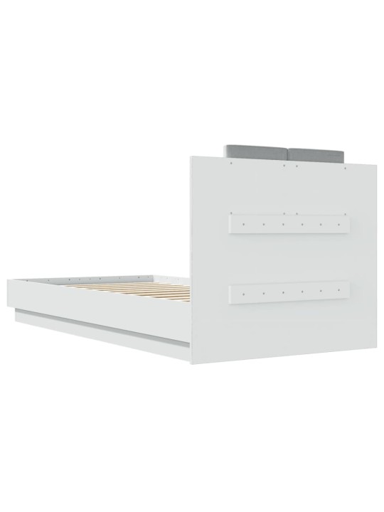 Rám postele s čelem a LED osvětlením bílý 75 x 190 cm